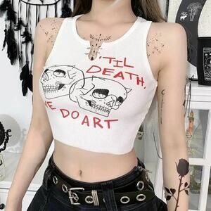 Cute skull crop tank